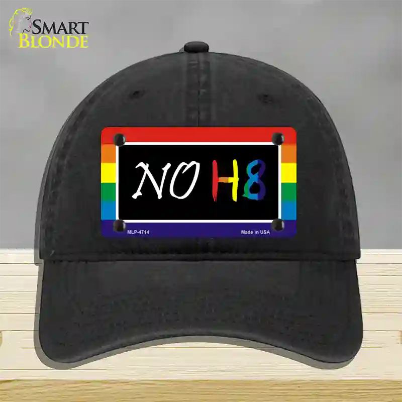 NO H8 Novelty License Plate Hat Unconstructed Cotton / Black