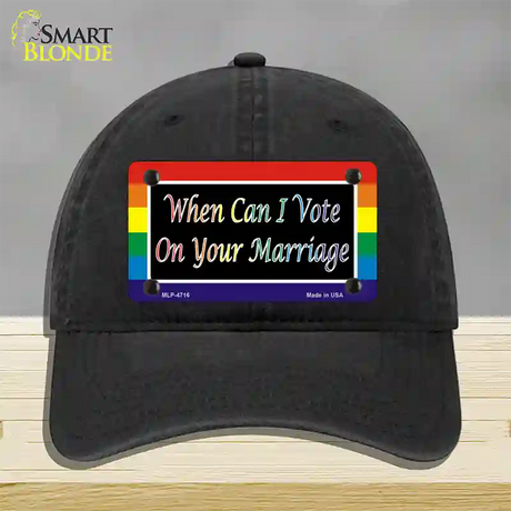 When Can I Vote Novelty License Plate Hat Unconstructed Cotton / Black