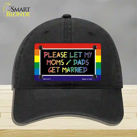 Please Let My Moms And Dads Novelty License Plate Hat Unconstructed Cotton / Black