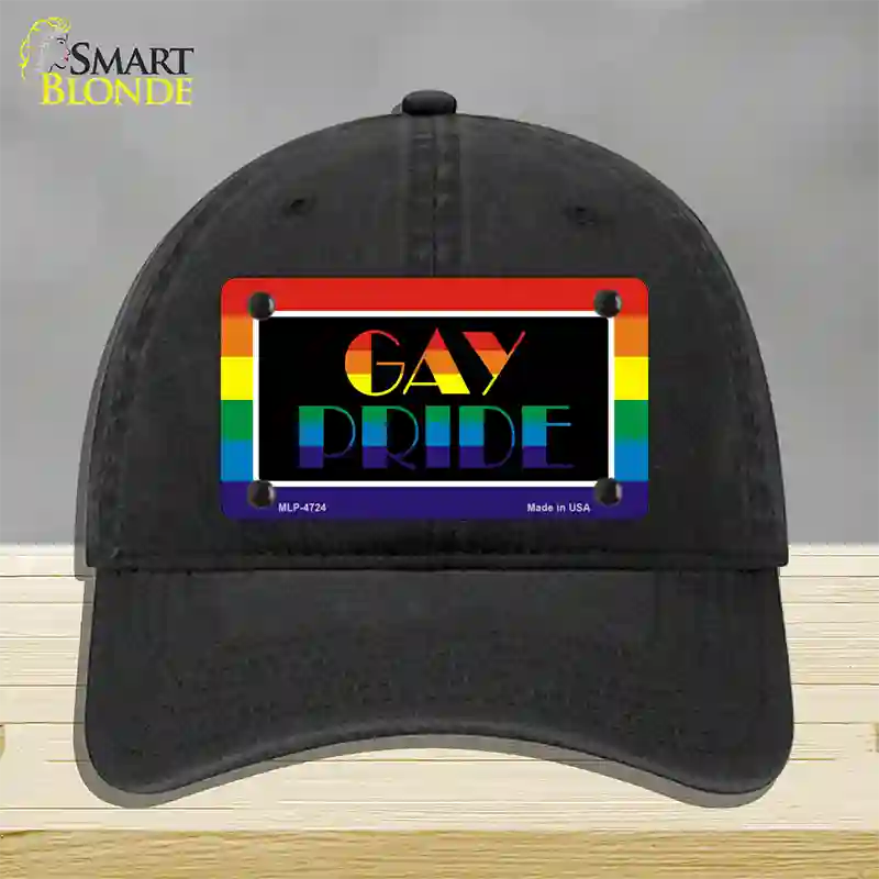 Gay Pride Novelty License Plate Hat Unconstructed Cotton / Black