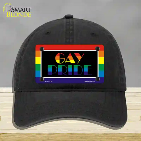 Gay Pride Novelty License Plate Hat Unconstructed Cotton / Black