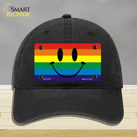 Smiley Face Novelty License Plate Hat Unconstructed Cotton / Black