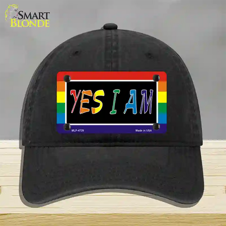 Yes I Am Novelty License Plate Hat Unconstructed Cotton / Black