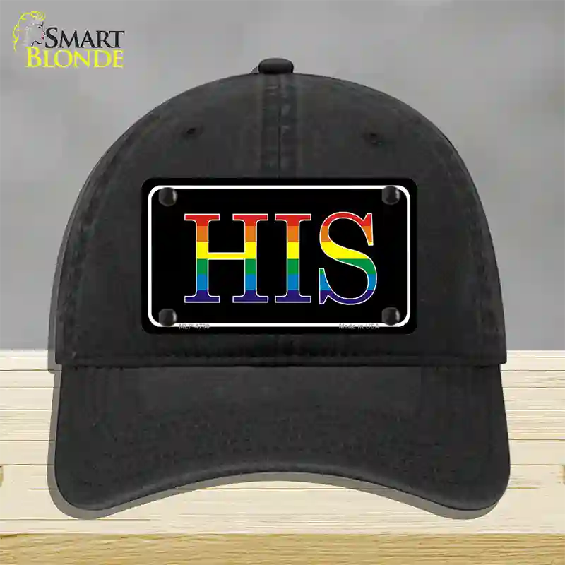 His Rainbow Novelty License Plate Hat Unconstructed Cotton / Black