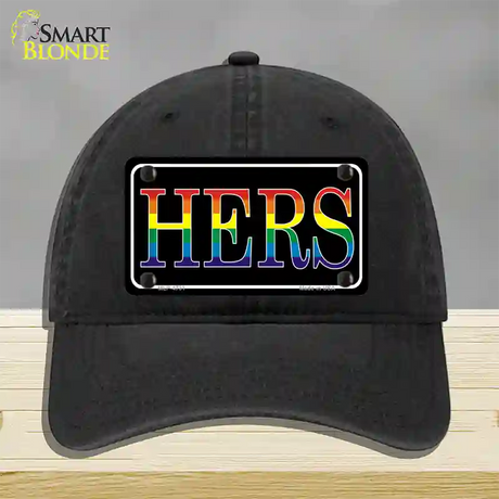 Hers Rainbow Novelty License Plate Hat Unconstructed Cotton / Black