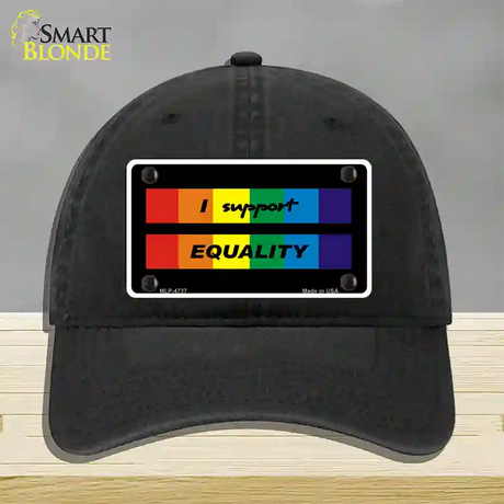 I Support Equality Novelty License Plate Hat Unconstructed Cotton / Black