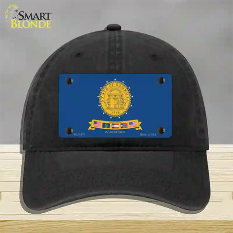 Georgia State Seal Novelty License Plate Hat Unconstructed Cotton / Black