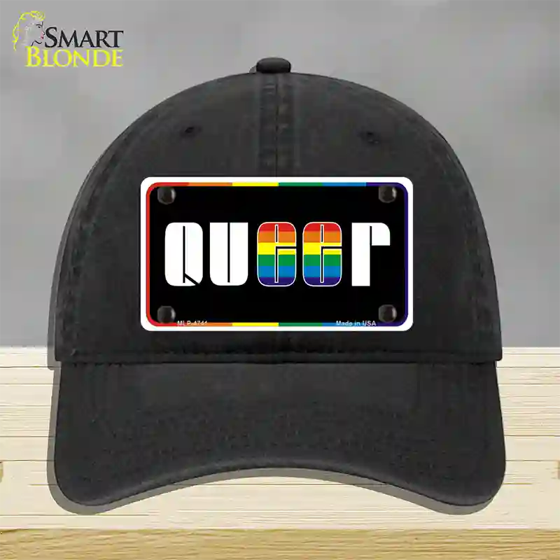 Queer Novelty License Plate Hat Unconstructed Cotton / Black