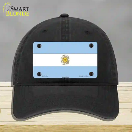 Argentina Flag Novelty License Plate Hat Unconstructed Cotton / Black