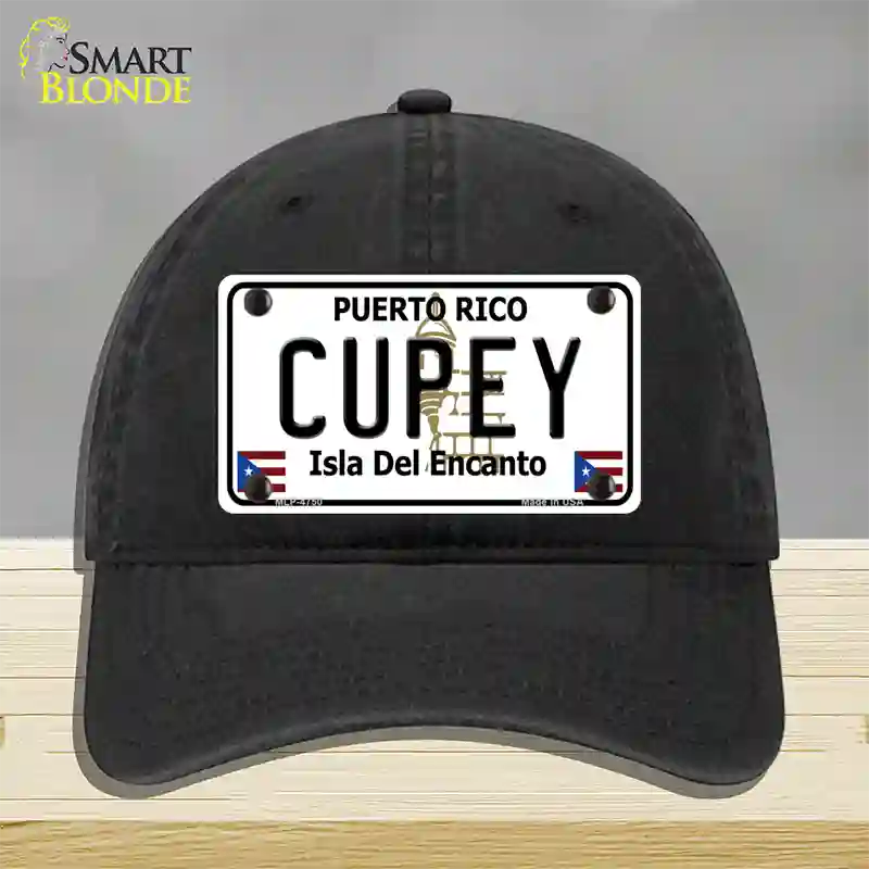 Cupey Puerto Rico Novelty License Plate Hat Unconstructed Cotton / Black