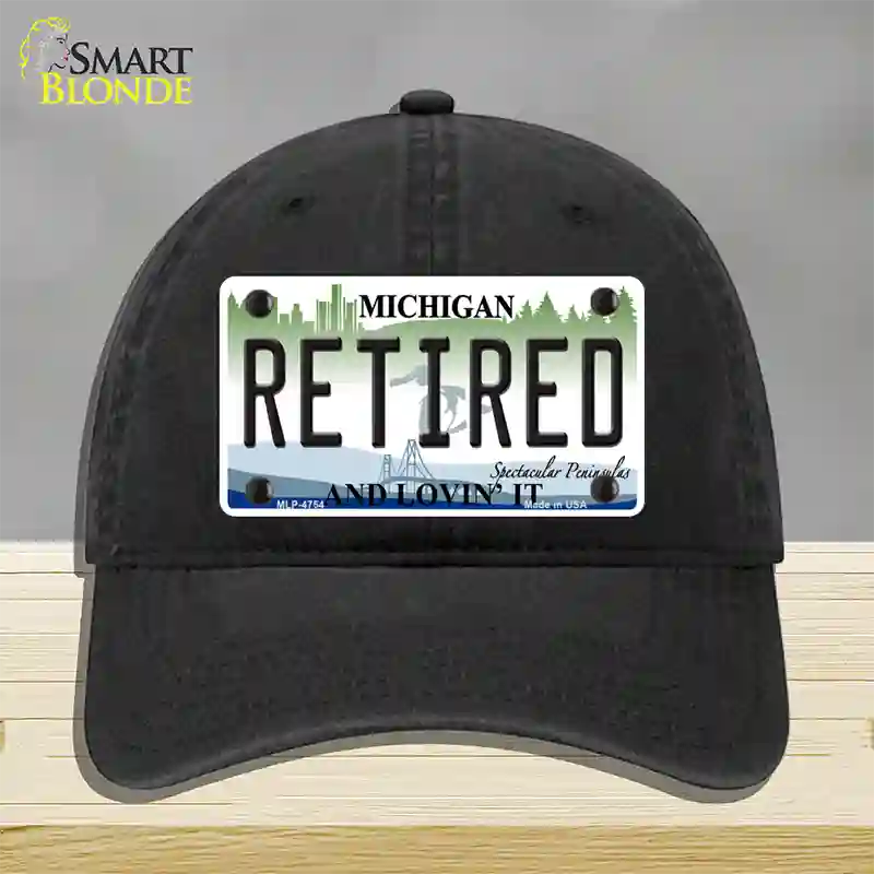 Retired Michigan State Novelty License Plate Hat Unconstructed Cotton / Black