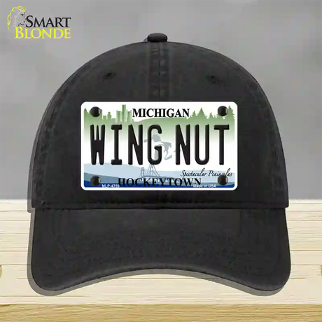 Wing Nut Michigan State Novelty License Plate Hat Unconstructed Cotton / Black