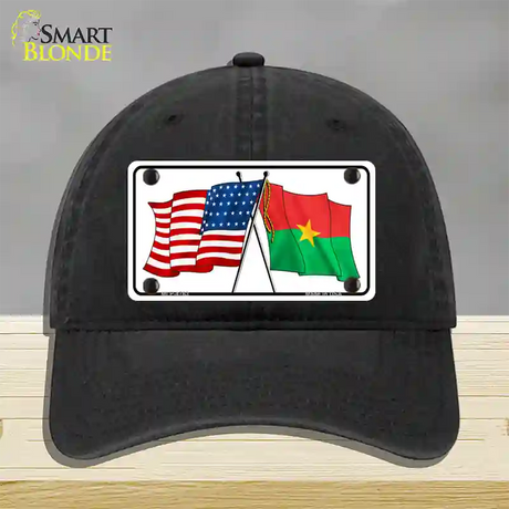 United States Burkina Faso Crossed Flags Novelty License Plate Hat Sign Unconstructed Cotton / Black