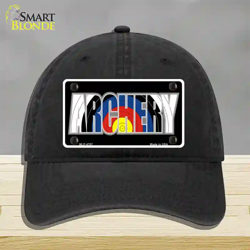 Archery Novelty License Plate Hat Unconstructed Cotton / Black