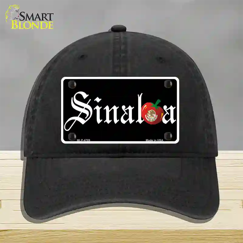 Sinaloa Black Novelty License Plate Hat Unconstructed Cotton / Black