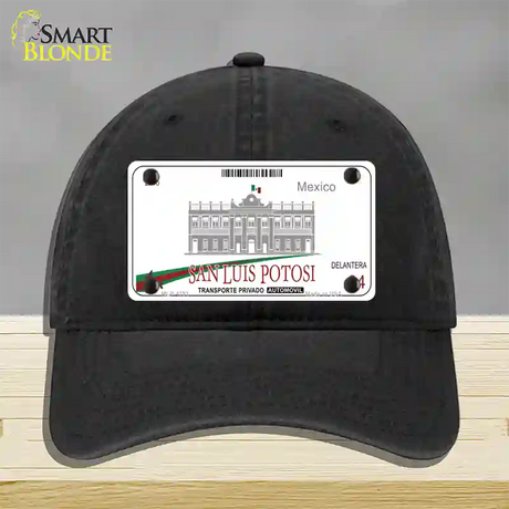 San Luis Potosi Mexico Novelty License Plate Hat Unconstructed Cotton / Black