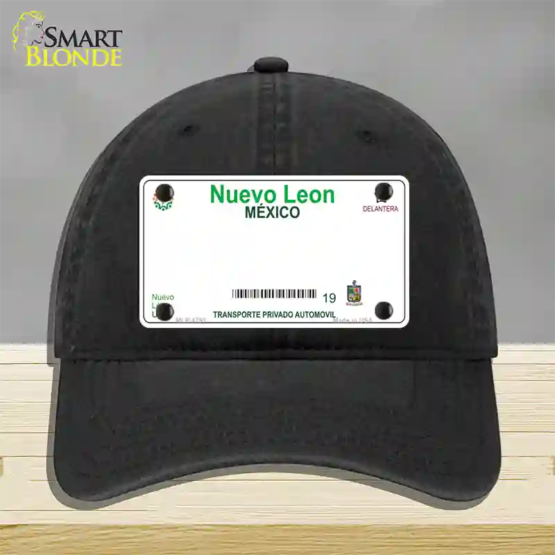 Nuevo Leon Mexico Blank Novelty License Plate Hat Unconstructed Cotton / Black