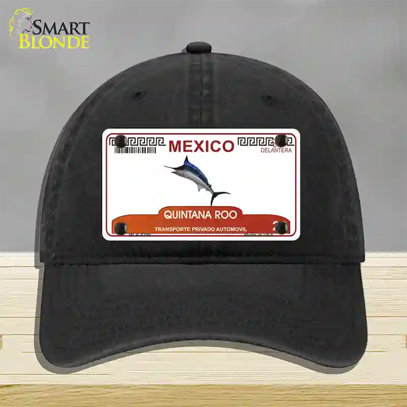 Quintana Roo Mexico Novelty License Plate Hat Unconstructed Cotton / Black