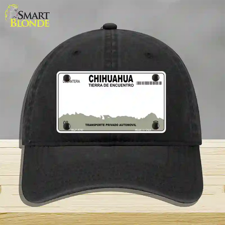 Chihuahua Mexico Novelty License Plate Hat Unconstructed Cotton / Black