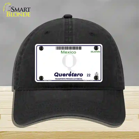 Queretaro Mexico Blank Novelty License Plate Hat Unconstructed Cotton / Black