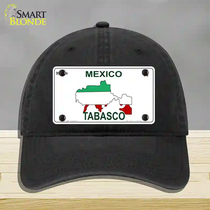 Tabasco Mexico Novelty License Plate Hat Unconstructed Cotton / Black