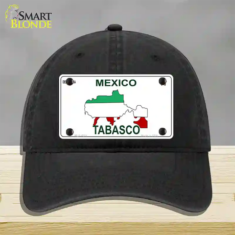 Tabasco Mexico Novelty License Plate Hat Unconstructed Cotton / Black