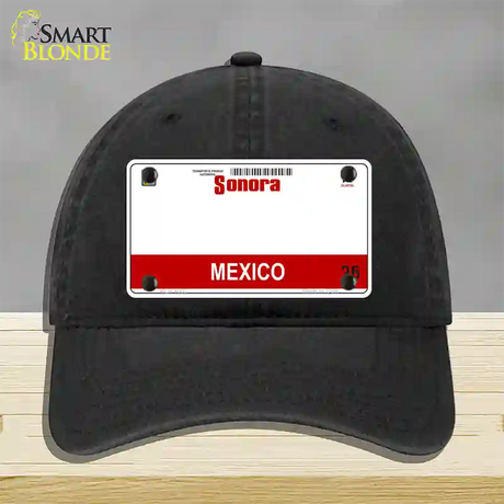 Sonora Mexico Novelty License Plate Hat Unconstructed Cotton / Black