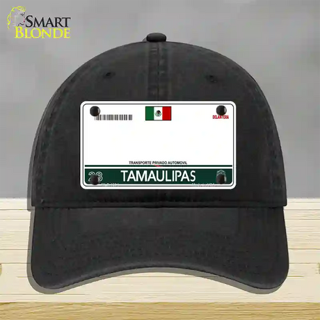 Tamaulipas Mexico Blank Novelty License Plate Hat Unconstructed Cotton / Black