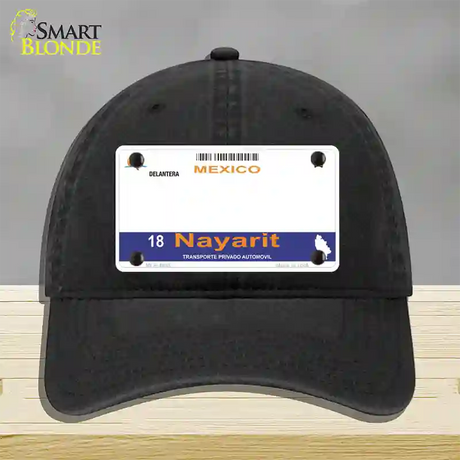 Nayarit Mexico Novelty License Plate Hat Unconstructed Cotton / Black