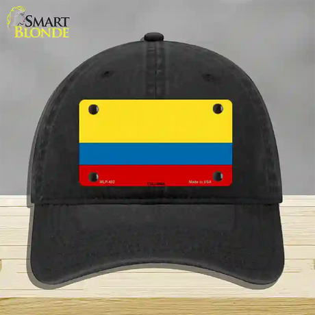 Colombia Flag Novelty License Plate Hat Unconstructed Cotton / Black