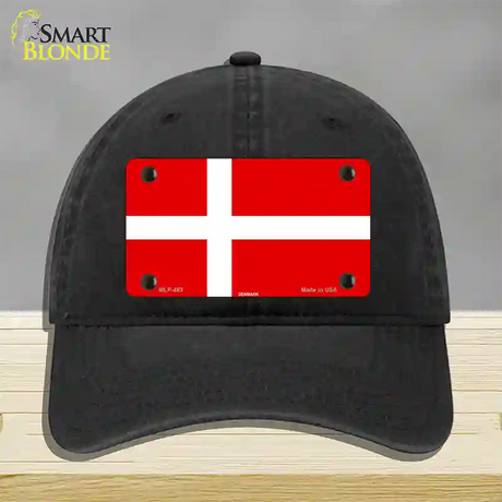 Denmark Flag Novelty License Plate Hat Unconstructed Cotton / Black