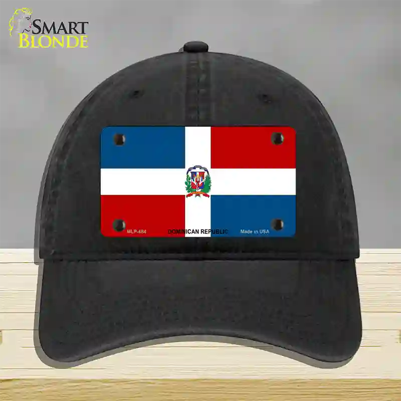 Dominican Republic Flag Novelty License Plate Hat Unconstructed Cotton / Black