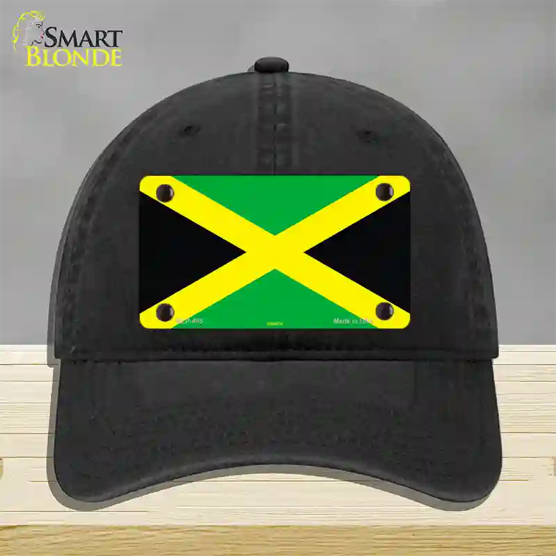 Jamaica Flag Novelty License Plate Hat Unconstructed Cotton / Black