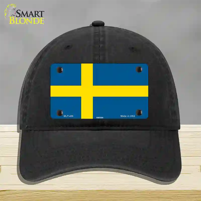 Sweden Flag Novelty License Plate Hat Unconstructed Cotton / Black