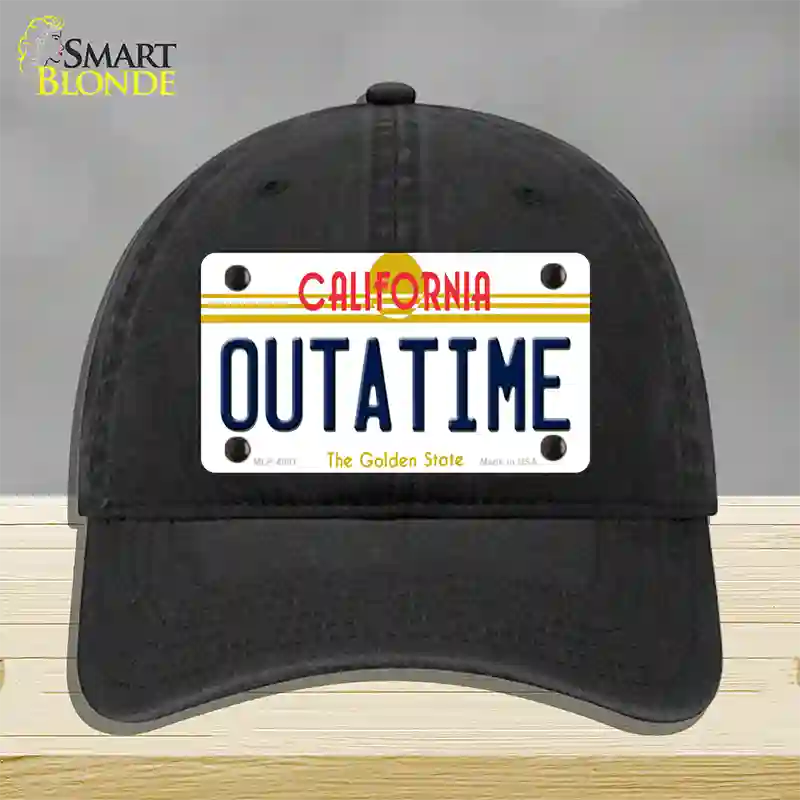 California Outtatime Novelty License Plate Hat Unconstructed Cotton / Black