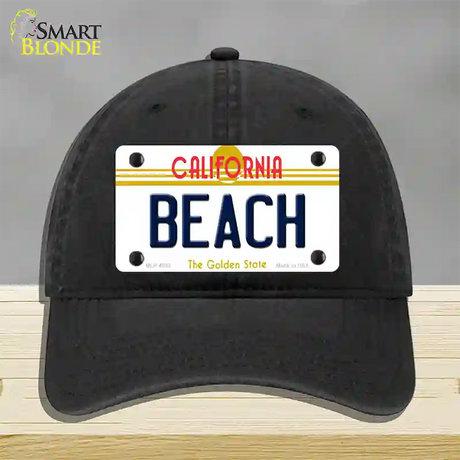 Beach California Novelty License Plate Hat Unconstructed Cotton / Black