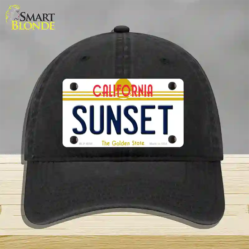 Sunset California Novelty License Plate Hat Unconstructed Cotton / Black