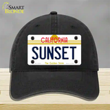 Sunset California Novelty License Plate Hat Unconstructed Cotton / Black