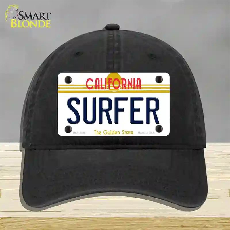 Surfer California Novelty License Plate Hat Unconstructed Cotton / Black