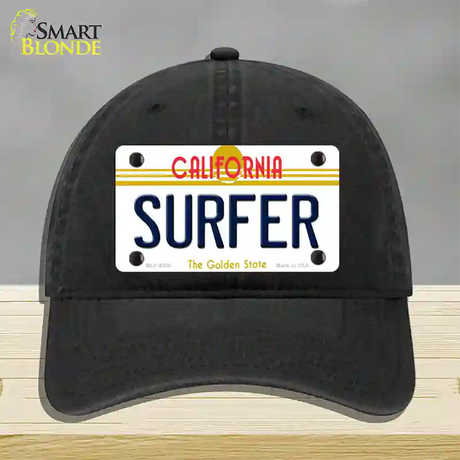 Surfer California Novelty License Plate Hat Unconstructed Cotton / Black