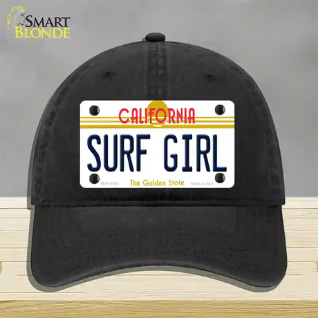 Surf Girl California Novelty License Plate Hat Unconstructed Cotton / Black