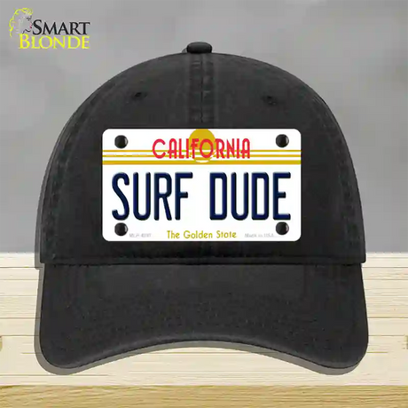 Surf Dude California Novelty License Plate Hat Unconstructed Cotton / Black