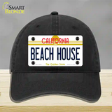 Beach House California Novelty License Plate Hat Unconstructed Cotton / Black