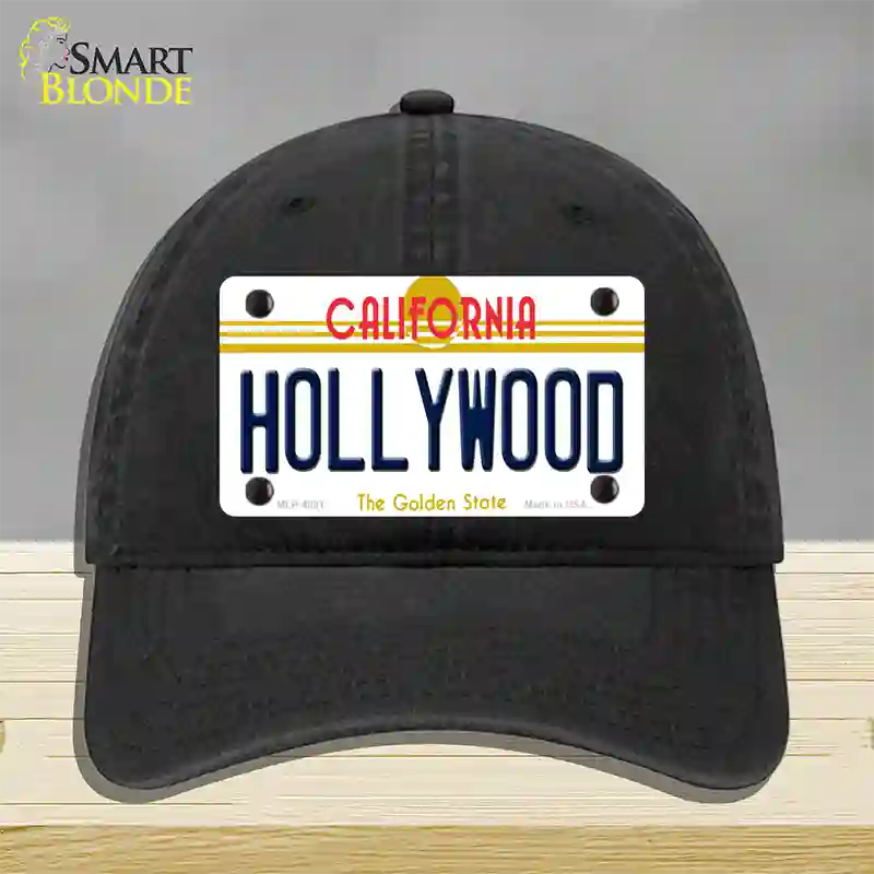 Hollywood California Novelty License Plate Hat Unconstructed Cotton / Black