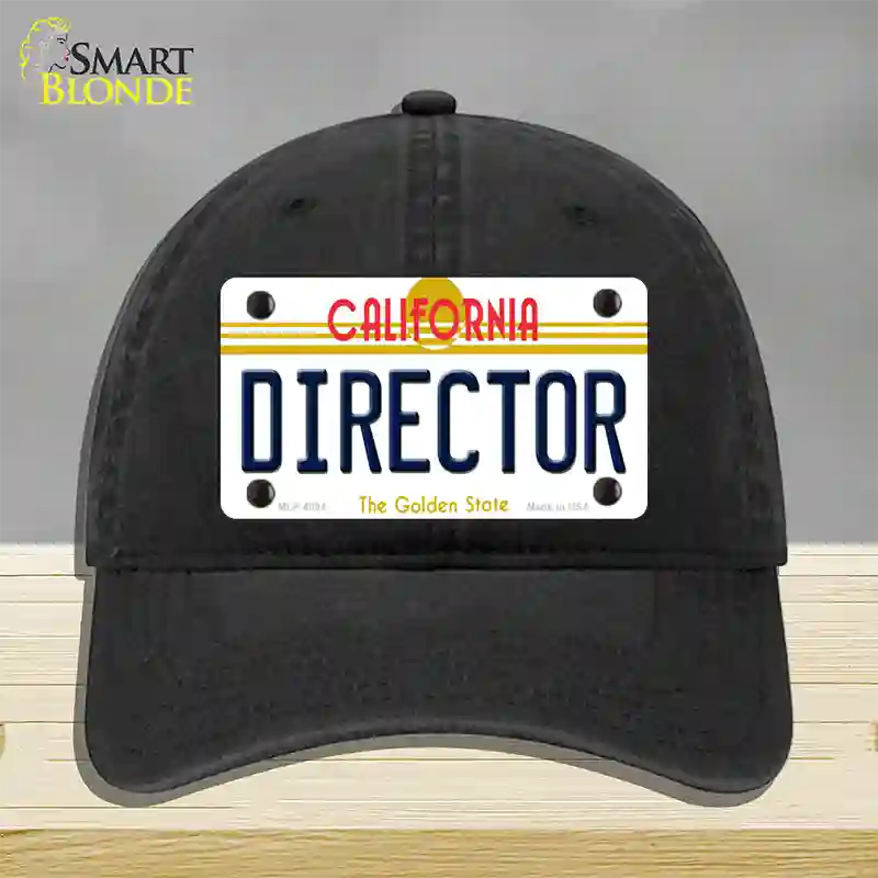 Director California Novelty License Plate Hat Unconstructed Cotton / Black