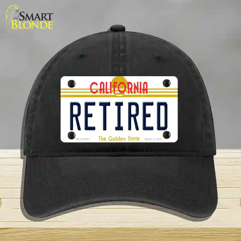 Retired California Novelty License Plate Hat Unconstructed Cotton / Black