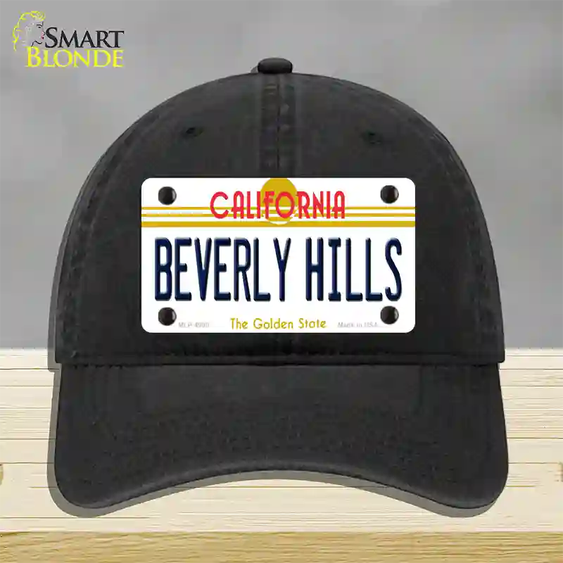 Beverly Hills California Novelty License Plate Hat Unconstructed Cotton / Black