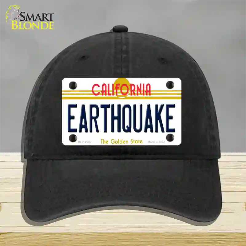 Earthquake California Novelty License Plate Hat Unconstructed Cotton / Black