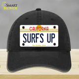 Surfs Up California Novelty License Plate Hat Unconstructed Cotton / Black