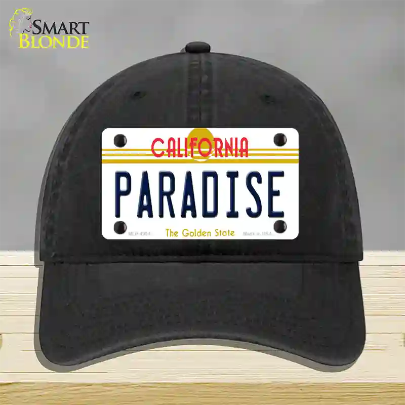 Paradise California Novelty License Plate Hat Unconstructed Cotton / Black